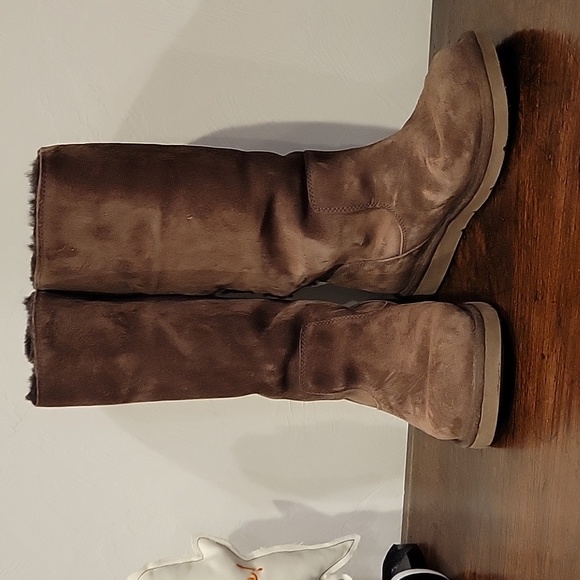 Women's Roseberry Chocolate Tall Lace Up Ugg Boots/Sheepskin Lined - Picture 1 of 7